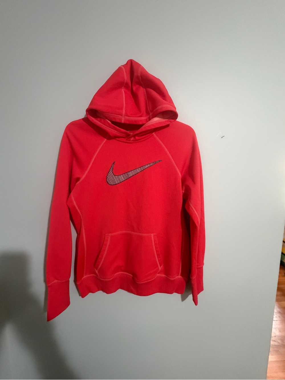 Nike Women's Bright Red Pullover Hoodie with Swoosh- Med